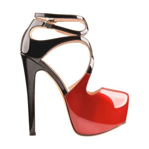 Platform Pointed Toe Cross Straps Ankle Buckle Stiletto Pumps - Image 3