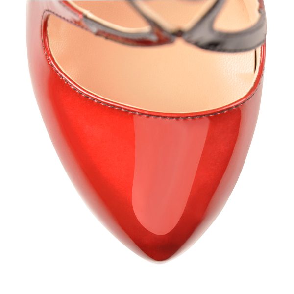 Platform Pointed Toe Cross Straps Ankle Buckle Stiletto Pumps - Image 5