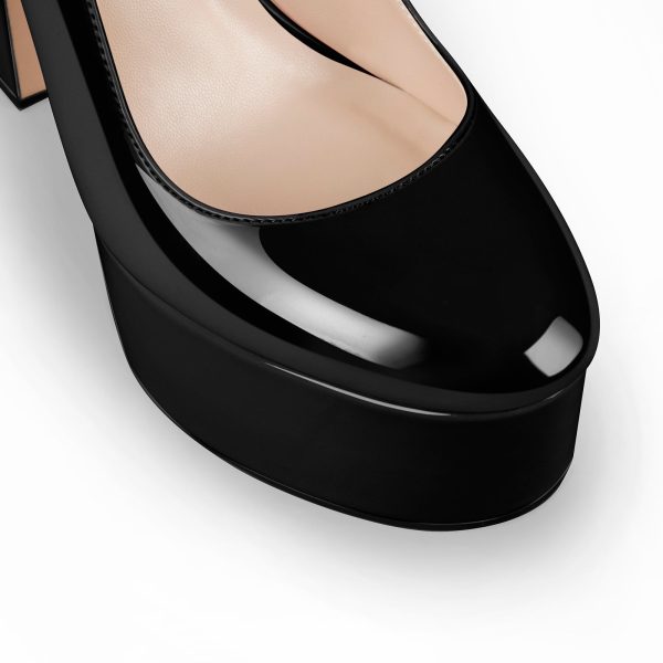 Platform Chunky Heel Ankle Strap Pink Pumps - Image 4