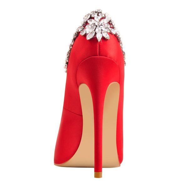 Pointed Toe Rhinestone Stiletto Pumps - Image 6