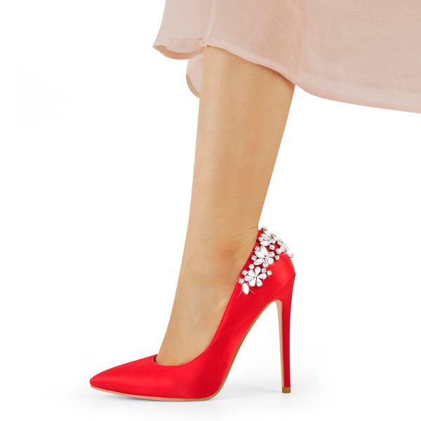 Pointed Toe Rhinestone Stiletto Pumps - Image 2