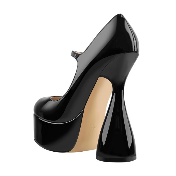 Round Toe Black Platform Disco Pumps - Image 5