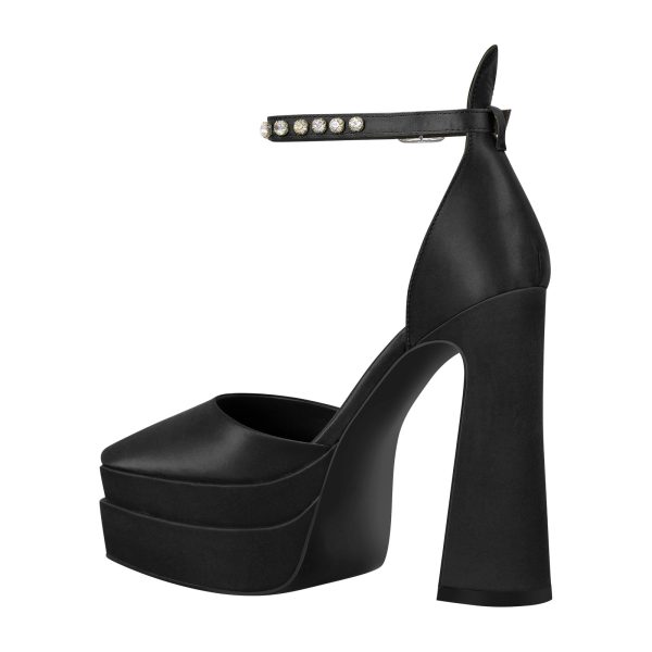 Double Platform Pointed Toe Chunky Heel Pumps - Image 3