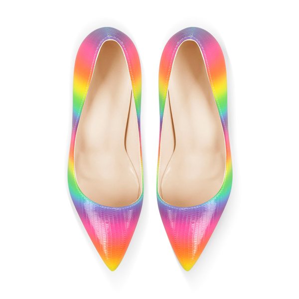 Multicolor Snake Pattern Pointed Toe Stilettos Pumps - Image 4