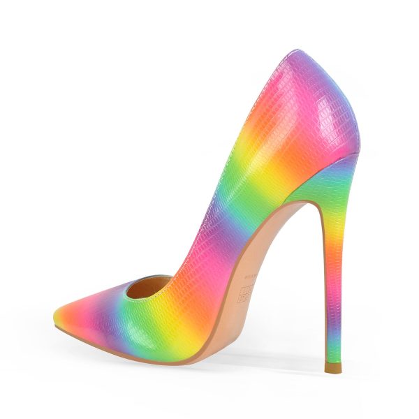 Multicolor Snake Pattern Pointed Toe Stilettos Pumps - Image 3