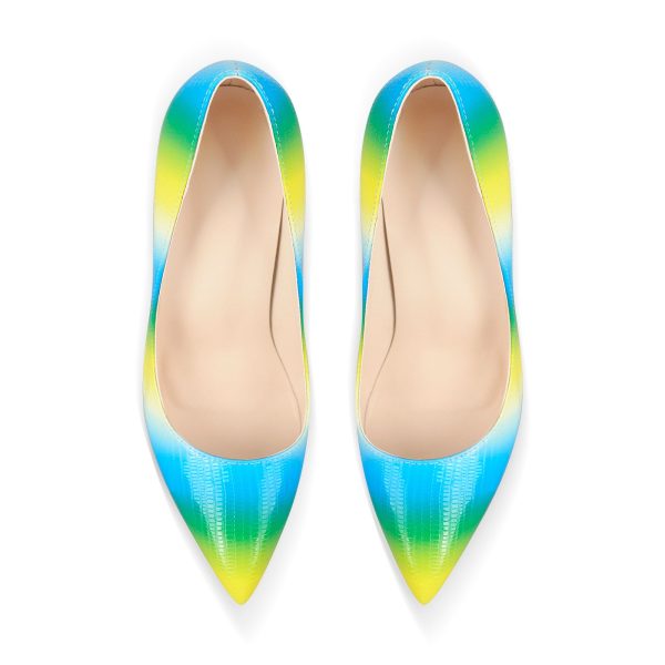 Multicolor Snake Pattern Pointed Toe Stilettos Pumps - Image 7
