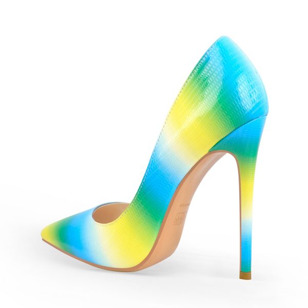 Multicolor Snake Pattern Pointed Toe Stilettos Pumps - Image 8