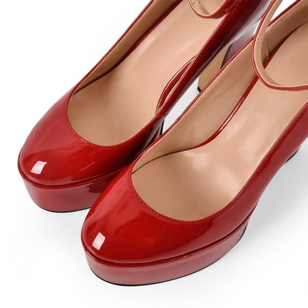 Platform Chunky Heel Ankle Strap Pink Pumps - Image 11