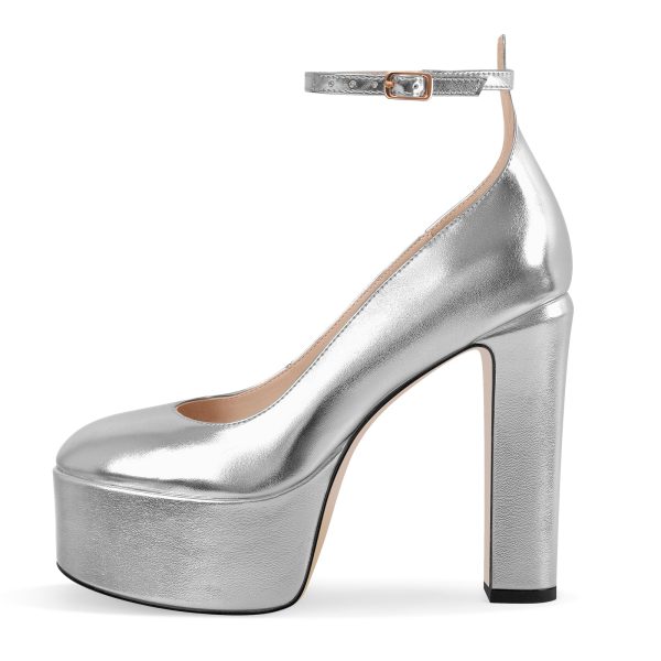 Platform Chunky Heel Ankle Strap Pink Pumps - Image 14