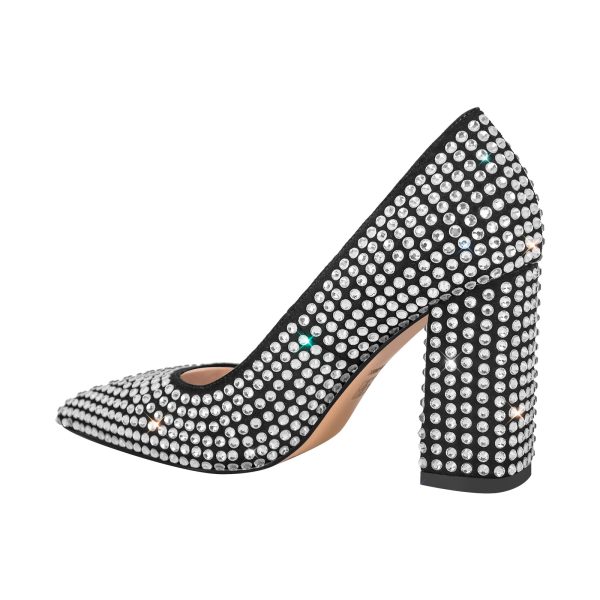 Rhinestone Pointed Toe Chunky Heel Pumps - Image 8