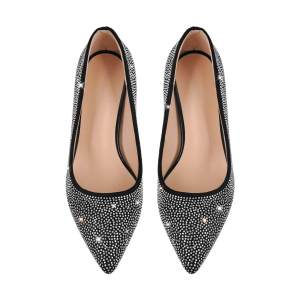 Rhinestone Pointed Toe Kitten Heel Pumps - Image 3