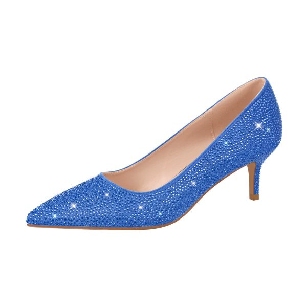 Rhinestone Pointed Toe Kitten Heel Pumps - Image 11