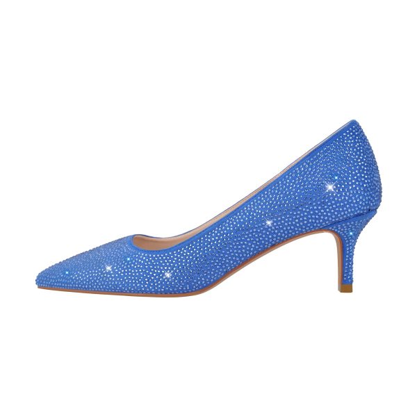 Rhinestone Pointed Toe Kitten Heel Pumps - Image 12