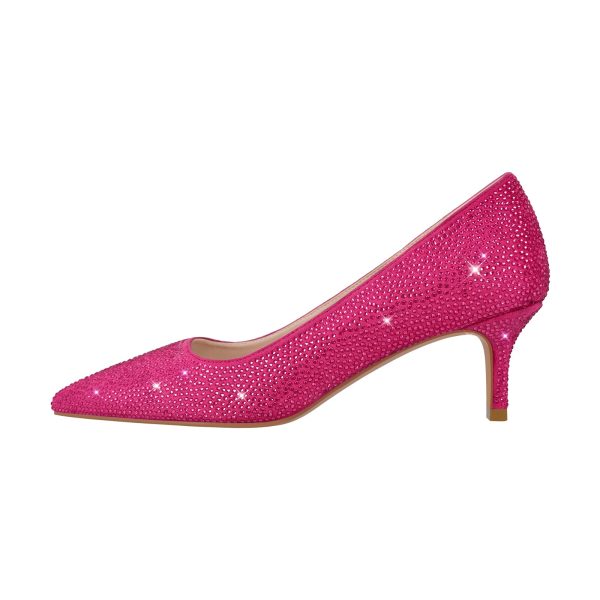 Rhinestone Pointed Toe Kitten Heel Pumps - Image 5