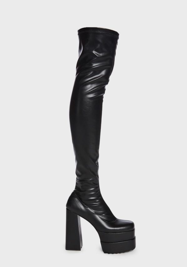 Black What A Dream Knee High Boots