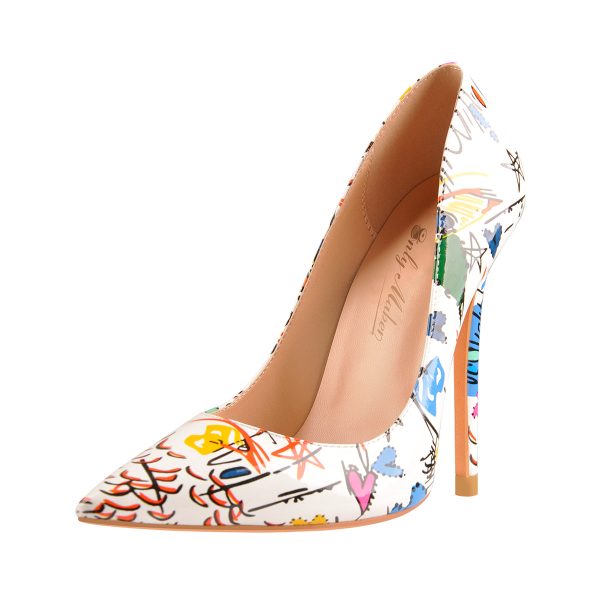 Graffiti Colorful Stiletto Pointed Toe 12cm High Heels Pumps - Image 2