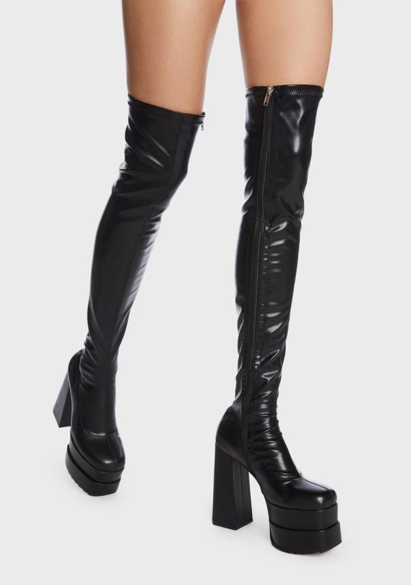 Black What A Dream Knee High Boots - Image 2