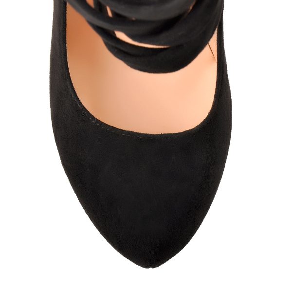 Round Toe Platform Metallic Rivet High Heel Pumps - Image 4