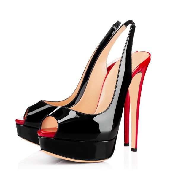 Platform High Heel Peep Toe Slingback Sandals - Image 6