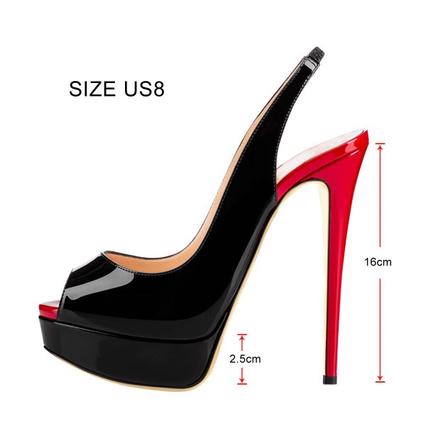 Platform High Heel Peep Toe Slingback Sandals - Image 9
