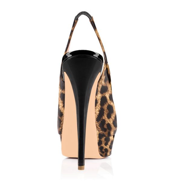 Platform High Heel Peep Toe Slingback Sandals - Image 5