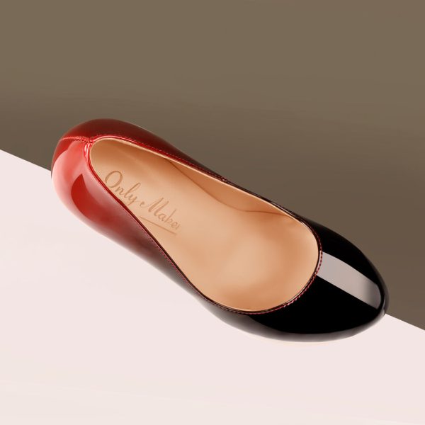 Black Red Gradient Patent Leather Platform High Heels - Image 3