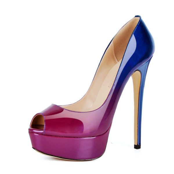 Gradient Open Toe Pumps Platform Stiletto High Heels - Image 2
