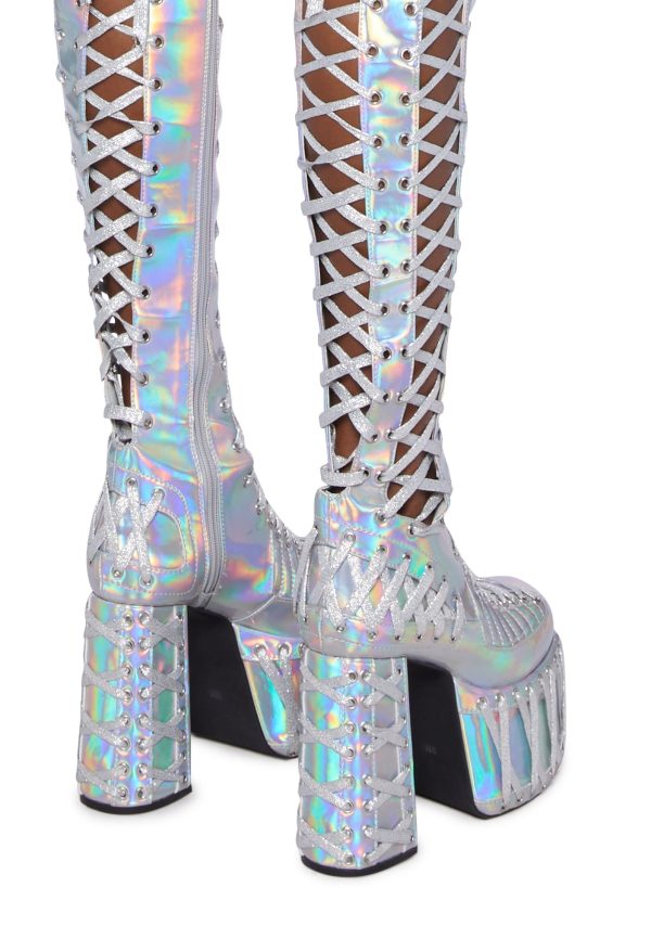 Rude Awakening Thigh High Boots - Holographic - Image 6