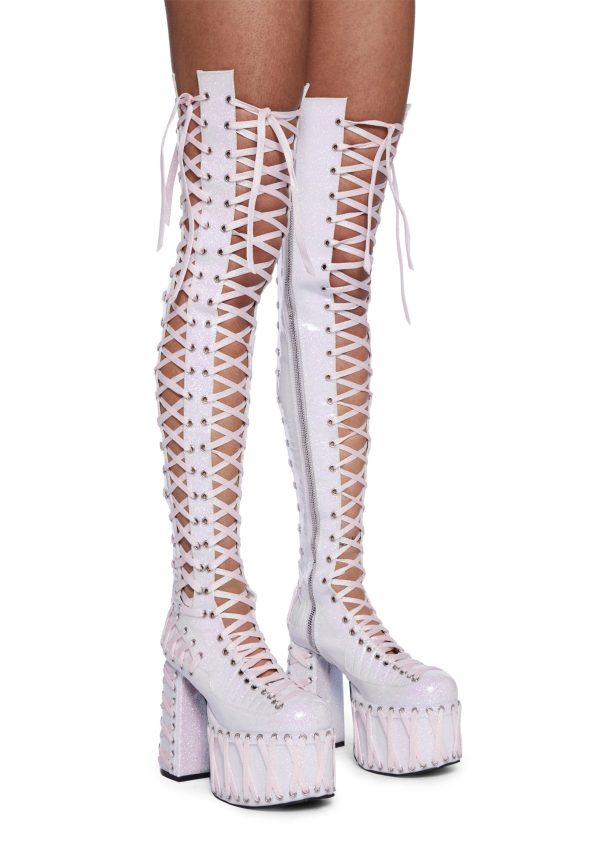 Rude Awakening Thigh High Boots - Glitter - Image 3
