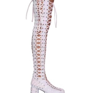 Rude Awakening Thigh High Boots - Glitter