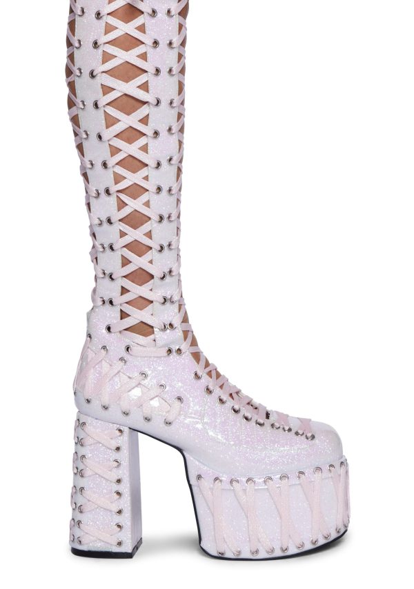 Rude Awakening Thigh High Boots - Glitter - Image 2