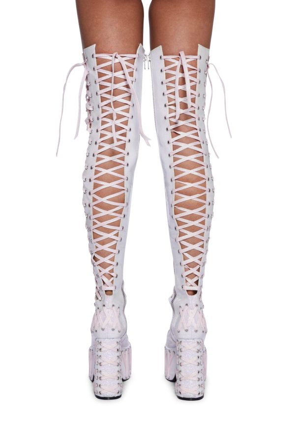 Rude Awakening Thigh High Boots - Glitter - Image 4