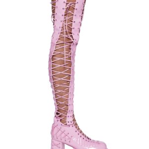 Rude Awakening Thigh High Boots -  Pink