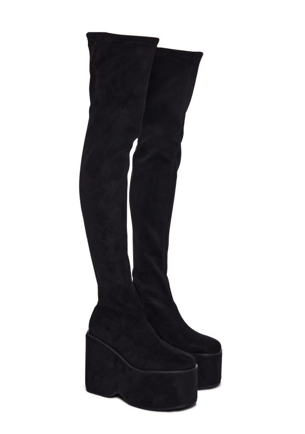 Black Felix Platform Thigh High Boots - Image 3